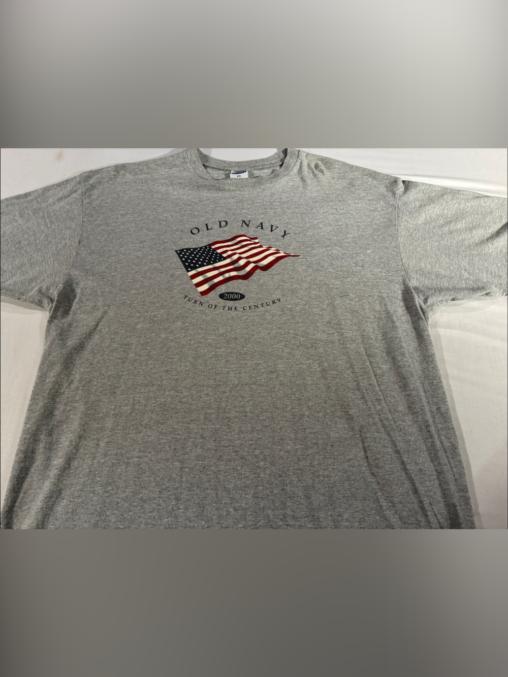 Old Navy Gray Short-Sleeve Tee with Red, White & Blue Flag Graphic